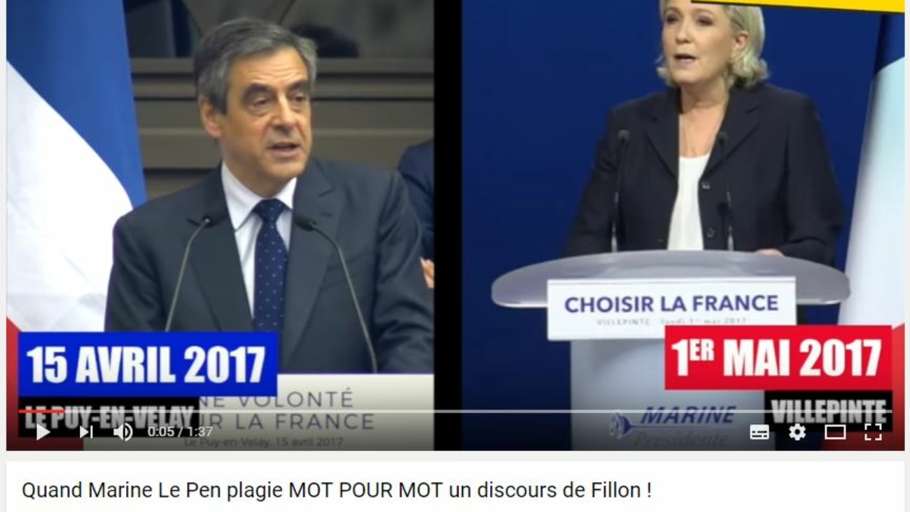 Capture Le Pen plagiat Fillon